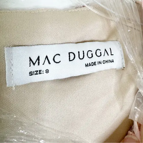 Mac Duggal NWT 70224 Pink Floral Applique Long Sleeve Illusion Gown Size 8