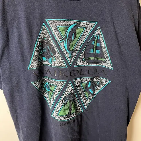 Tultex Waikoloa Hawaii Graphic T Shirt XL Navy Blue 90s Vintage Unisex Fit