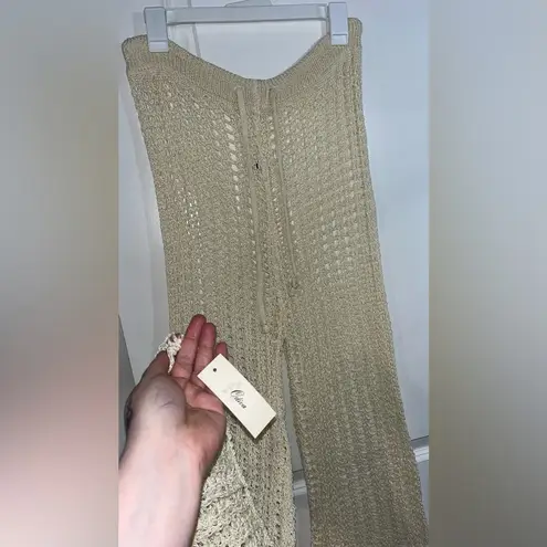 Odiva NWT Crochet Pullover Swimwear Cover Up Pants Size Large in Crème Color