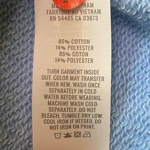 Aerie  Light Blue Cotton Blend Oversized Smiley Academy Long Sleeve Sweatshirt