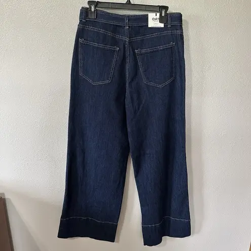 Oat New York High Rise Wide Leg Trouser Dark Wash Jeans Belted Size 4/27 NWT Blue