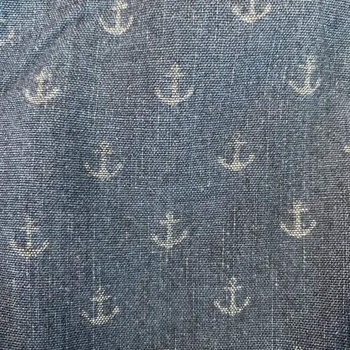 Express Chambray Anchor Print Romper | Size Small Blue