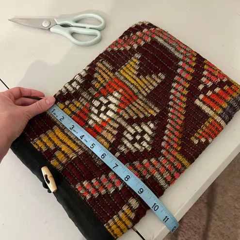 Indie Handmade Fabric Woven Weaved Southwestern Small Crossbody Bag Black