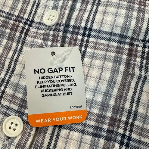 RidgeCut Shirt Womens Extra Large Beige Gray Plaid Flannel Work Country Rugged White Size XL - Image 4