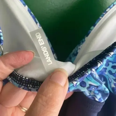 Lands' End  Tankini 6L 6 Long‎ Blue Swim Suit EUC Top only