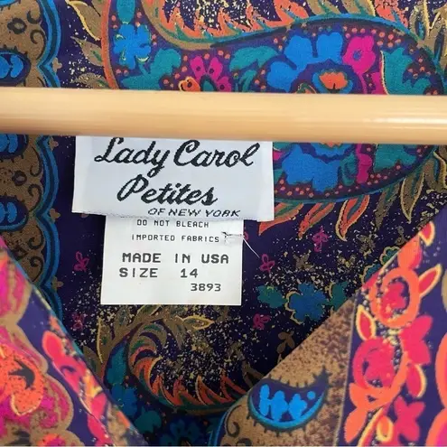 Lady Carol Petites Vintage Paisley Shoulder Pad Skirt Suit Set 14 Red