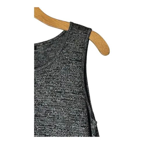 Nic+Zoe Tank Top Women Medium Black Gray Embellished Jewel Knit Peplum Top NWT