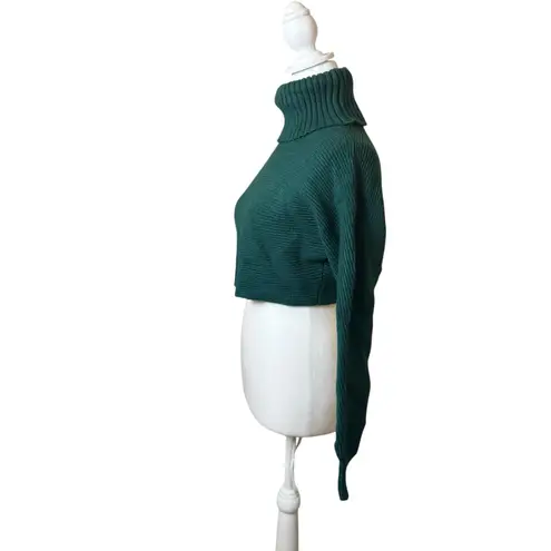 House Of Harlow 1960 Green Ribbed Turtleneck Cropped Sweater Small Holiday Party