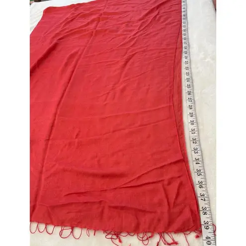 Red Lightweight Shawl Scarf Wrap With Fringe Trim 36" X 26" Elegant Accessory 1j