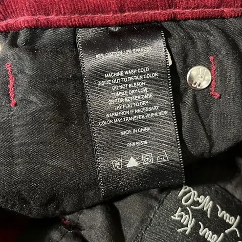 Kut From The Kloth  Diana Red Corduroy Relaxed Fit Skinny Pants Size 4‎