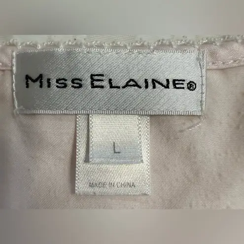 Miss Elaine knee length short sleeve nightgown pink with floral at top lace Size L