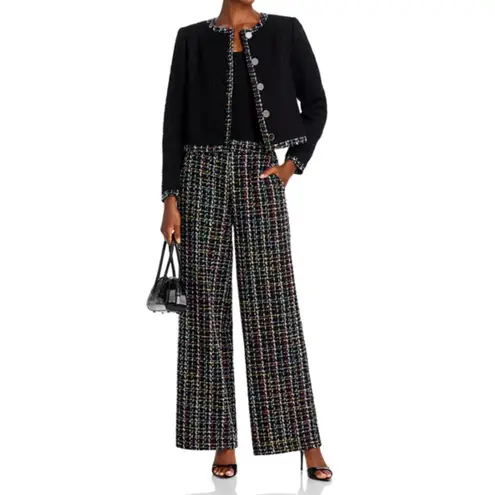 AQUA Tweed Jacket Black Career Button Front Blazer Cropped XS