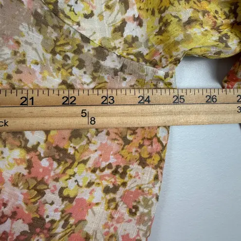 Unique spectrum Top Women's 2X Multicolor Floral Ball Sleeve V-Neck Blouse Bloom