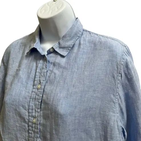 Everlane  Light Blue Breathable Linen Relaxed Button Down Shirt Size 4 Preppy