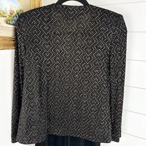 Alex Evenings 2 Piece Maxi Dress and Jacket Size 4P Black Gold Formal Glitter