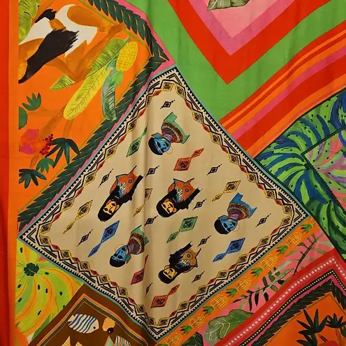 Farm Rio ππ Summer Scarf Sarong Swimsuit Cover Up ~ Multi-Color Tropical Print