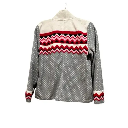 Talbots  Large Fleece Full Zip LS Womens Jacket Colorful Fair Isle Pattern EUC - Image 2