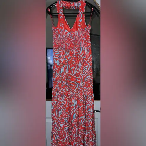 Japna Blue and Red Tiger-Like Print Dress