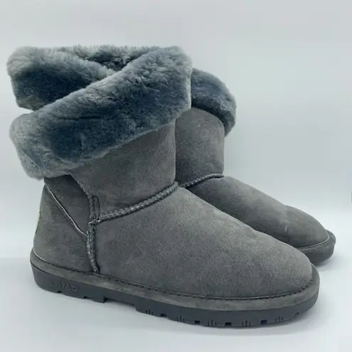 Lamo Gray Lambskin Leather Boots Winter Cozy Loungewear Slippers Women's size 6