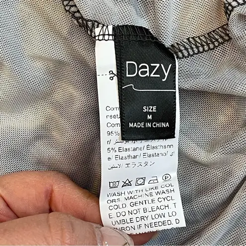 DAZY Figure & Letter Graphic Drop Shoulder Mesh Dress Black Grey White Sz M Size M
