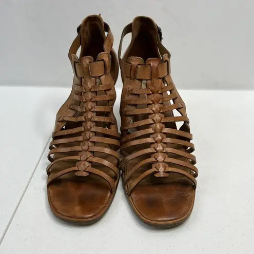 Paul Green  Women's UK 6 US 8.5 Brown Gladiator Ankle Buckle Stacked Heel Sandals