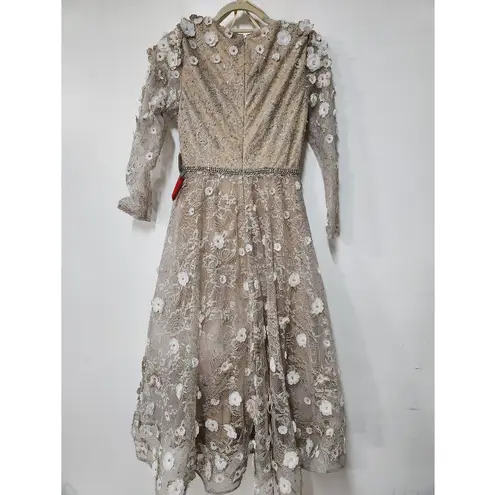 Mac Duggal Evening - 67387D V Neckline 3D Floral Lace A-Line DressMAC DUGGAL H