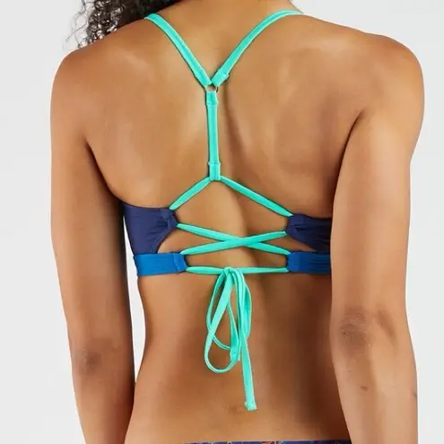 Title Nine Tidal Rave Underwire Bikini Top Colorblock blue green size 32C