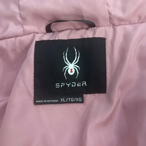 Spyder Puffer Coat Insulated Short Jacket with Hood Pink Size XL Winter Ski
