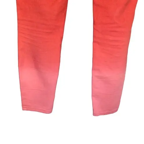 Free People  Coral Pink Ombre Classic Skinny Ankle Denim Jeans Women Sz 26