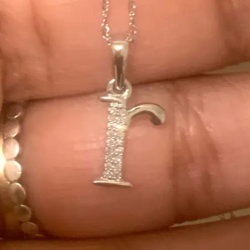 10kt White Gold "R" Initial Diamond Necklace