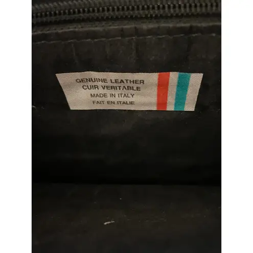 Genuine Leather Clutch Wallet Made in Italy Black Croc Embossed Suede Stripe