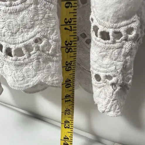 Rosemarine Dress 100% Linen Made In Italy Midi Short Sleeves S Eyelet Fl…