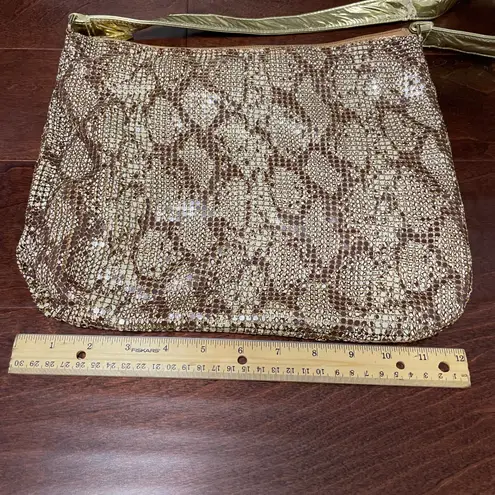 Shea Shea Vintage Gold and Cream Metal Mesh Slouchy Shoulder Bag Purse