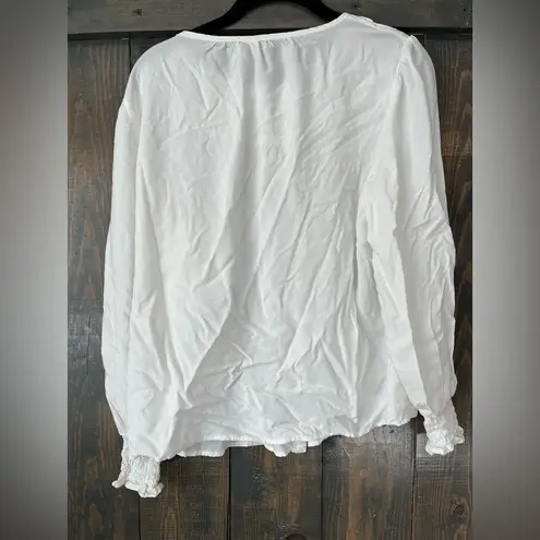 Grand & Greene White Blouse Button Down Long Sleeve Top Small