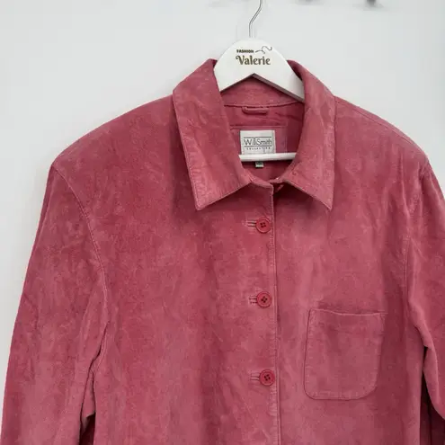 Willi Smith Vintage Pink Suede Leather Button Front Jacket Size 12