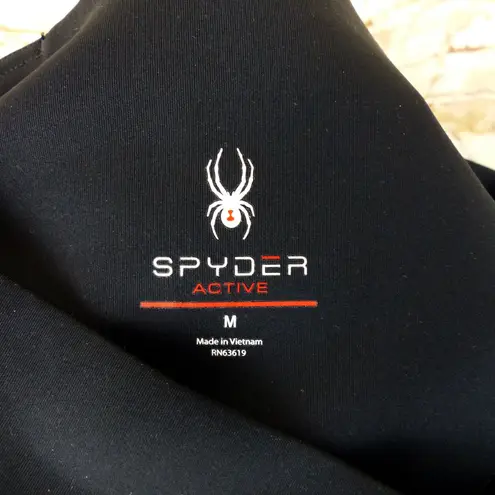 Spyder Active Leggings Womens M Black High Rise Ankle Scuba Altered Crop Hem 24”