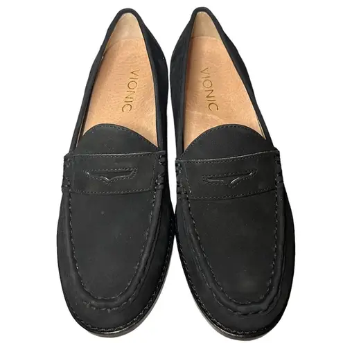 Vionic Waverly Black Suede Loafers Arch Support Sz 5 NWOB