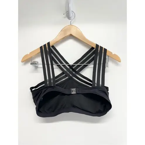 Kenneth Cole  Swimming Top Size Medium Black Stretch Crisscross Padded