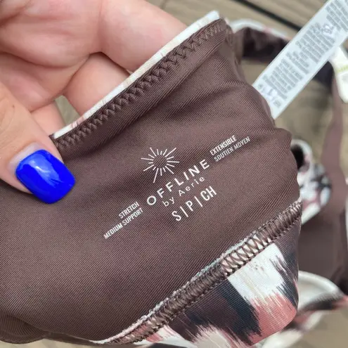 Aerie NWT  small brown spotted tie dye sports bra medium support