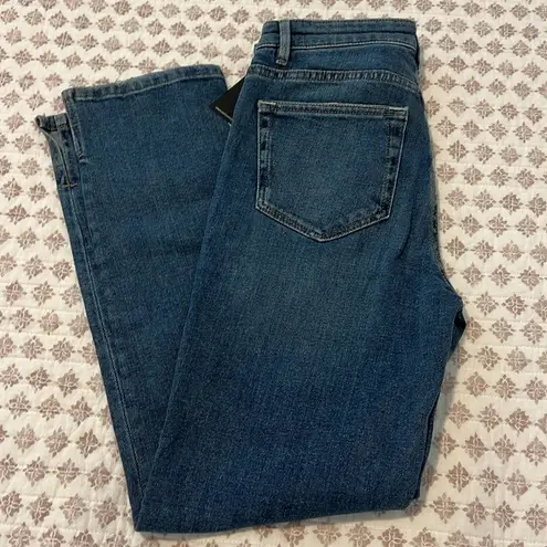 Massimo Dutti NWT High Rise Ankle Cropped Split Hem Medium Wash Jeans Size 2