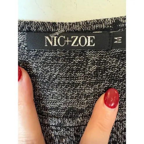Nic+Zoe Tank Top Women Medium Black Gray Embellished Jewel Knit Peplum Top NWT