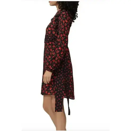 No.21 Dress Womens 6 IT 42 Black Red Lollipop Print Silk Ruffle Long Sleeve