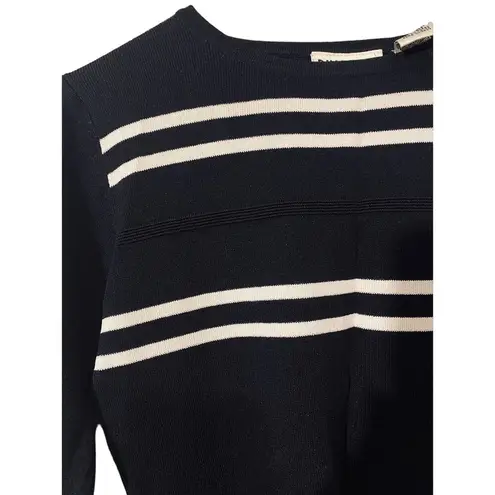 Bill Blass Black & White Striped Stylish Career Blouse Women Sz S