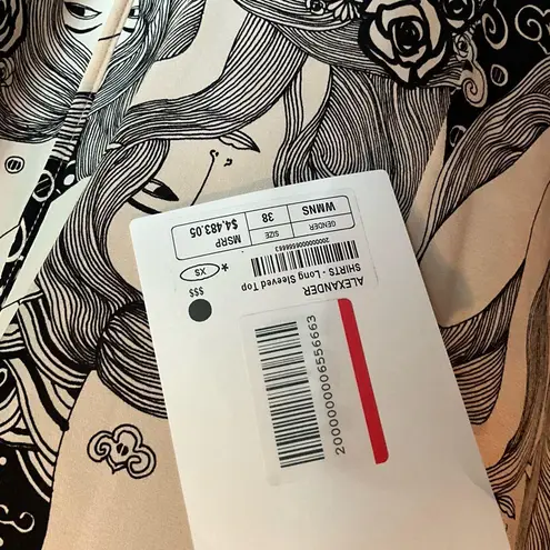 Alexander McQueen NWT Black and Cream Artistic Blouse