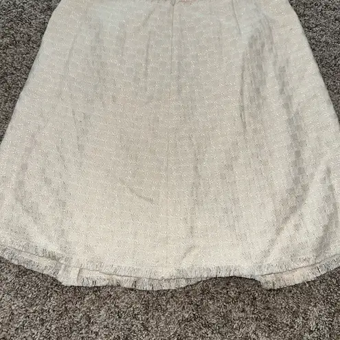 Saks Fifth Avenue‎ Signature Collection Ivory Pleated Linen Blend Skirt Size 8 White