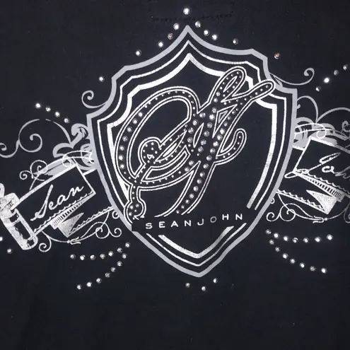 Sean John  S Y2K Zip Front Logo Hoodie in Black White