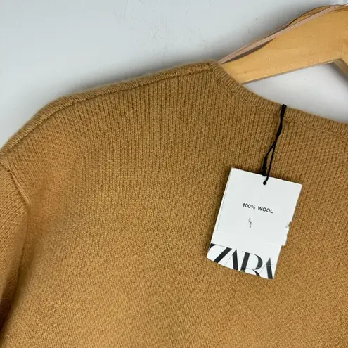 ZARA NWT  100% Wool Camel Zip Bomber Jacket Sz Small