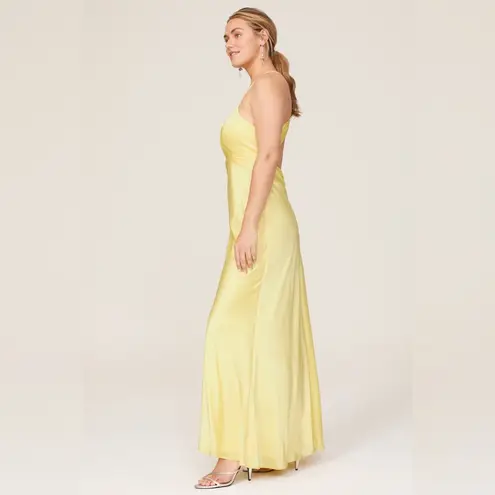 Mac Duggal yellow twist front gown maxi dress bridesmaid formal 14