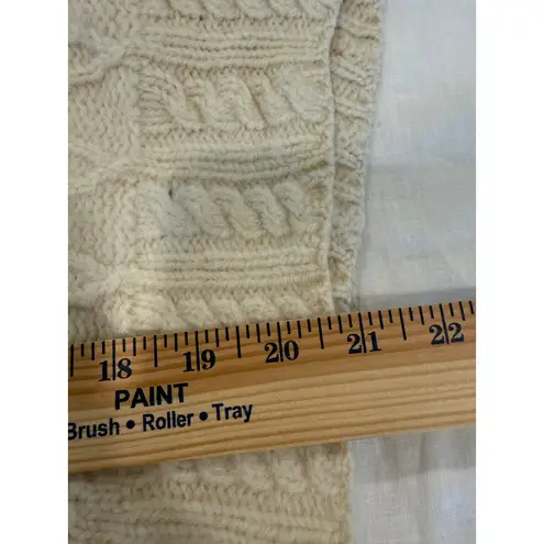 Carraig Donn Patchwork Merino Wool Wide Collar Irish Cardigan Cream Women's Size XL