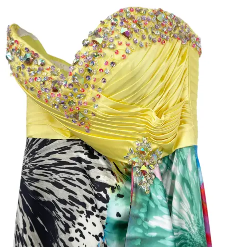 Vintage Kiss Kiss Formal Strapless Beaded Dress Size 4 Dopamine Dressing Y2K